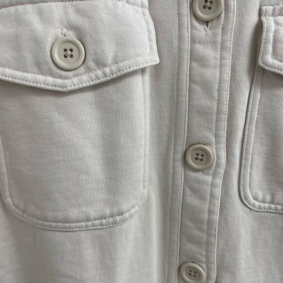 Good American Pure Cotton Button Up Fleece Shacket in Bone Womens XXS / XS AS IS - Picture 3 of 8